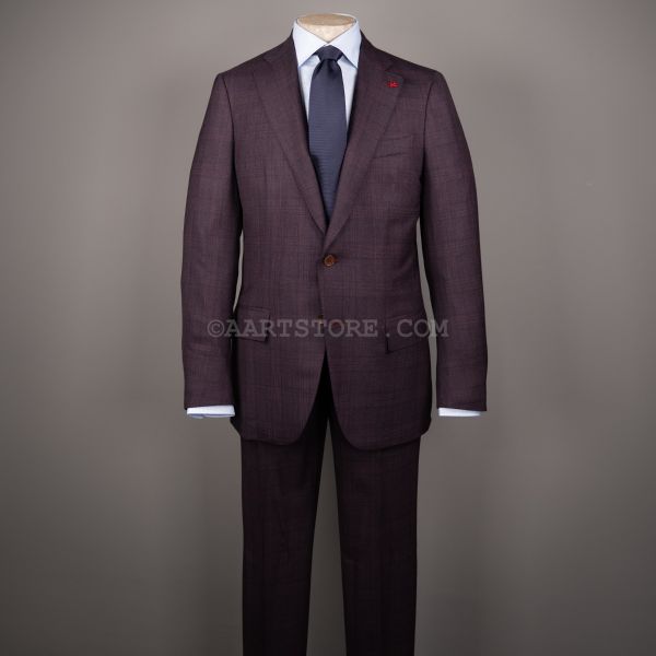 SHADOW GLENNCHECK LP SUIT MELANZANE MARCE