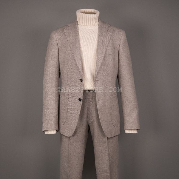 DRAGO WOOL FLANNEL SUIT GRIGIO CLARO NOCCIOLA