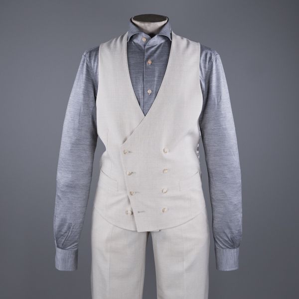 SPIAGGIA LINNEN MIX WAISTCOAT SABBIA