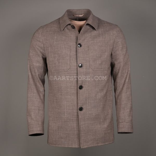 ESTATE LINNEN MIX OVERSHIRT TOPO