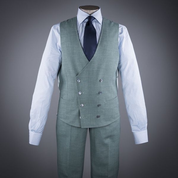 SPIAGGIA LINNEN MIX WAISTCOAT EUCALIPTO