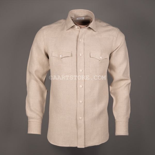 LINEN TEXANA SHIRT TRAVERTINO