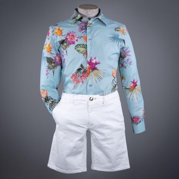 IBISCO PRINT SHIRT CELESTE