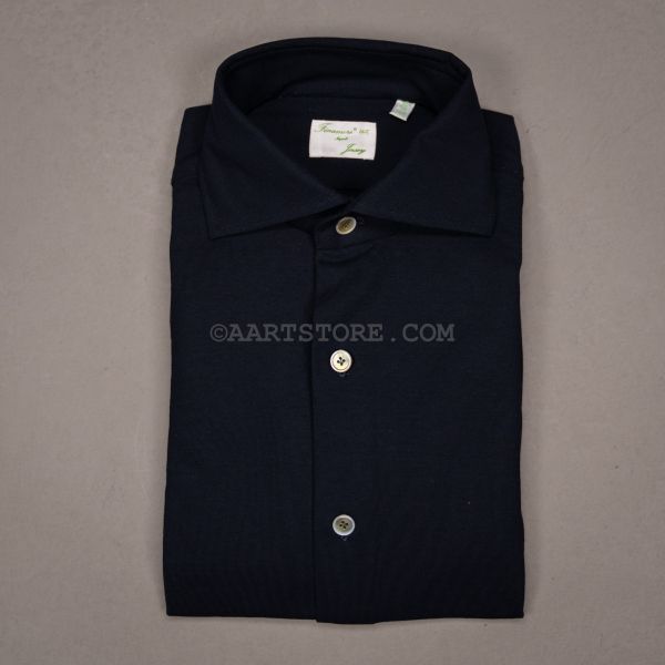 EDOUARDO FINE JERSEY SHIRT NAVY SCURO