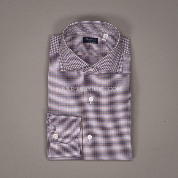 EDUARDO DUO CHECKERED SHIRT BLU MARRONE