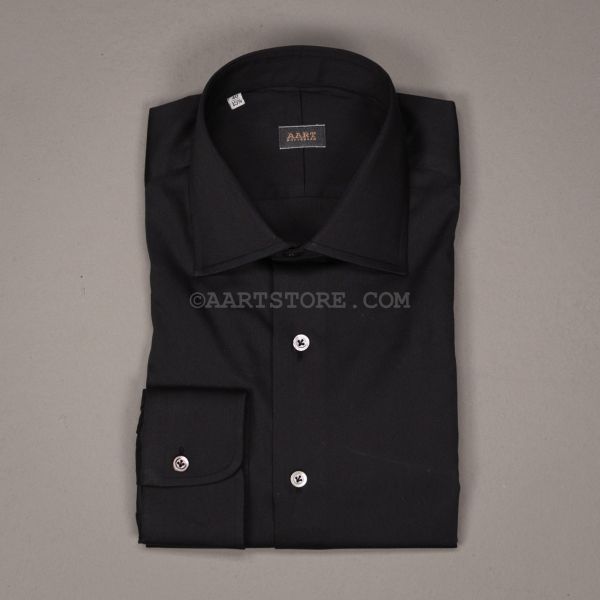 STRETCH COTTON DRESS SHIRT BLACK
