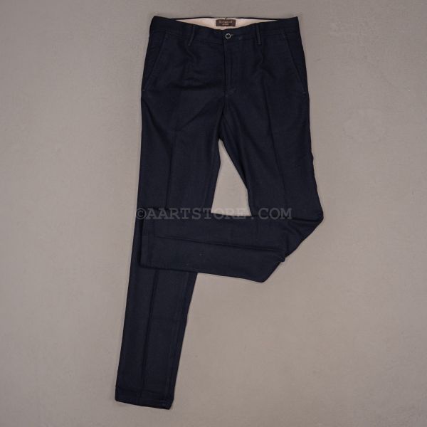 WASHED WOOL SLACKS BLU SCURO