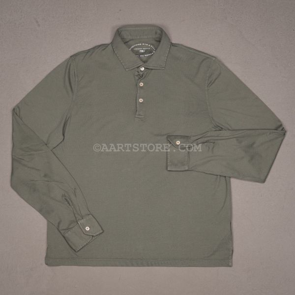 GIZA LS JERSEY POLO FROSTED VERDE MILITARE