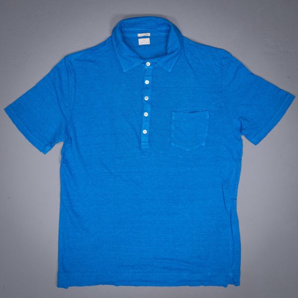 FILICUDI LINEN POLOSHIRT MOSAIC BLU