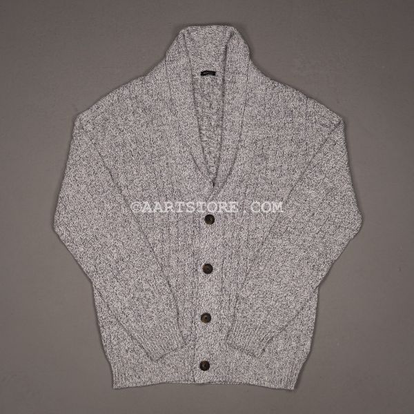 CABLE SHAWL CARDIGAN NOTTE E CREMA