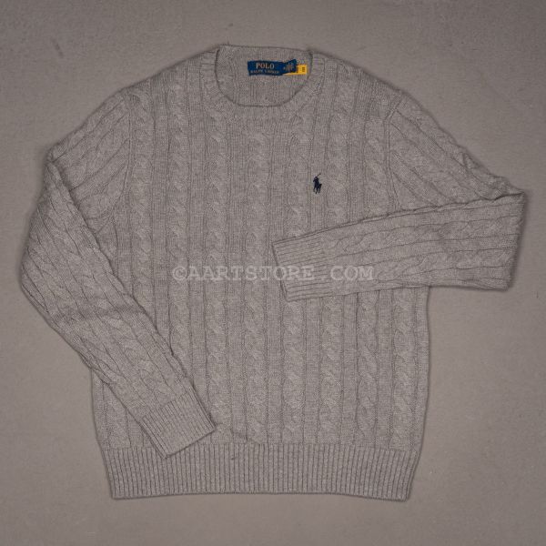 COTTON CABLE CREW GREY HEATHER