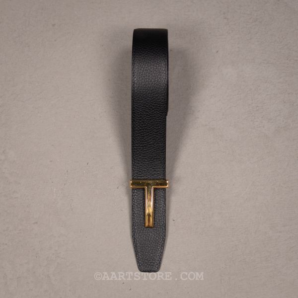 CALF GRAIN T-BELT DOUBLE BLACK